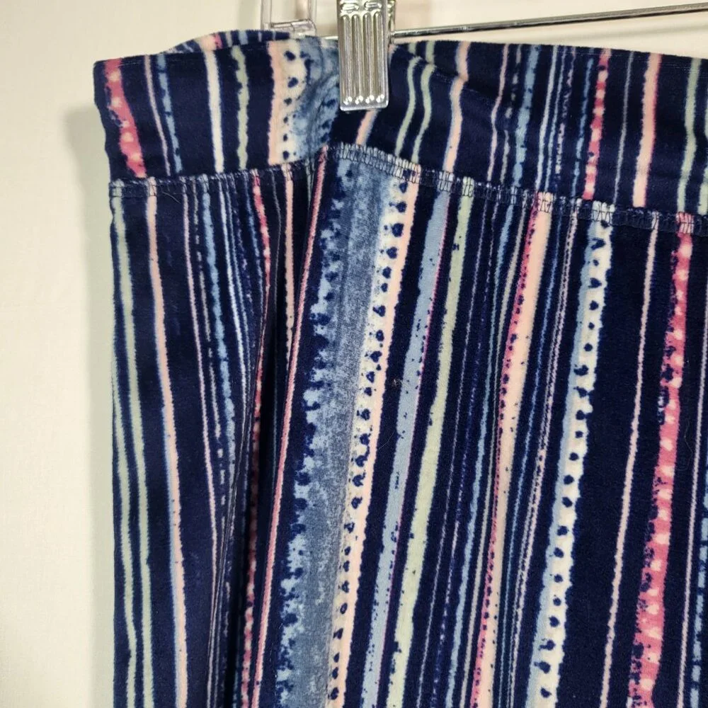 Cuddl Duds Ultra Plush Velvet Fleece Jogger Pant Size XL Blue/Pink Stripes - Picture 2 of 7